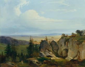 Johann Nepomuk Passini, Die Wiener-Neustädter Heide von Wetzelsdorf aus gesehen, 1843, Öl auf L ...