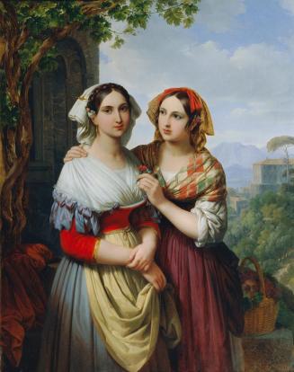 Johann Nepomuk Ender, Zwei Mädchen in einer Landschaft, 1842, Öl auf Leinwand, 79 x 63 cm, Belv ...
