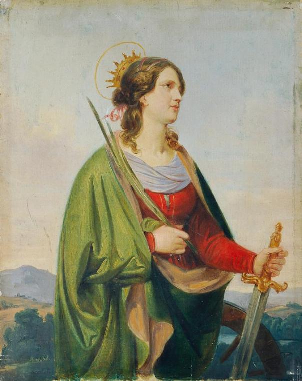 Joseph Hasslwander, Heilige Katharina, Öl auf Holz, 26 x 21 cm, Belvedere, Wien, Inv.-Nr. 4513