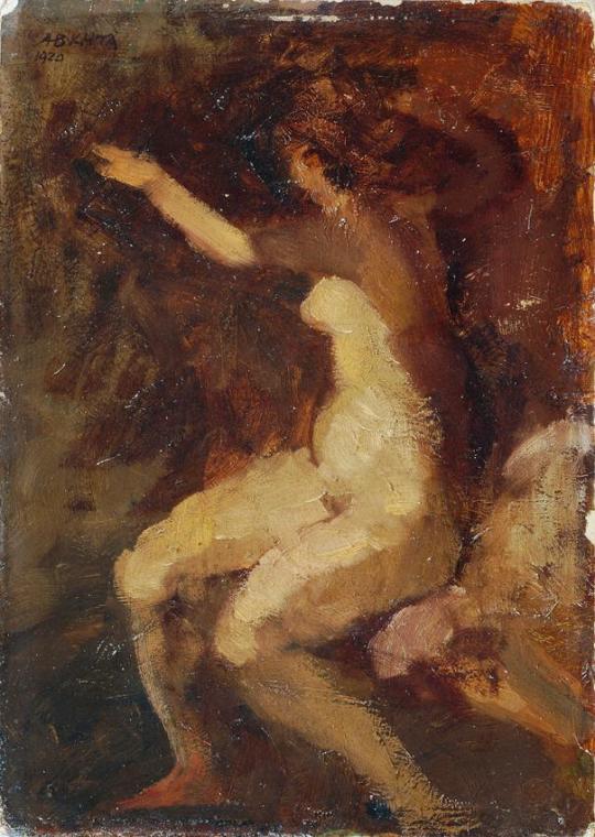 Alfred Buchta, Aktstudie, 1920, Öl auf Karton, 36,3 x 26 cm, Belvedere, Wien, Inv.-Nr. 7103