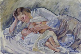 Erwin Lang, Stillende Mutter, um 1928, Öl auf Leinwand, ungerahmt: 79 × 120 × 2 cm, Belvedere,  ...