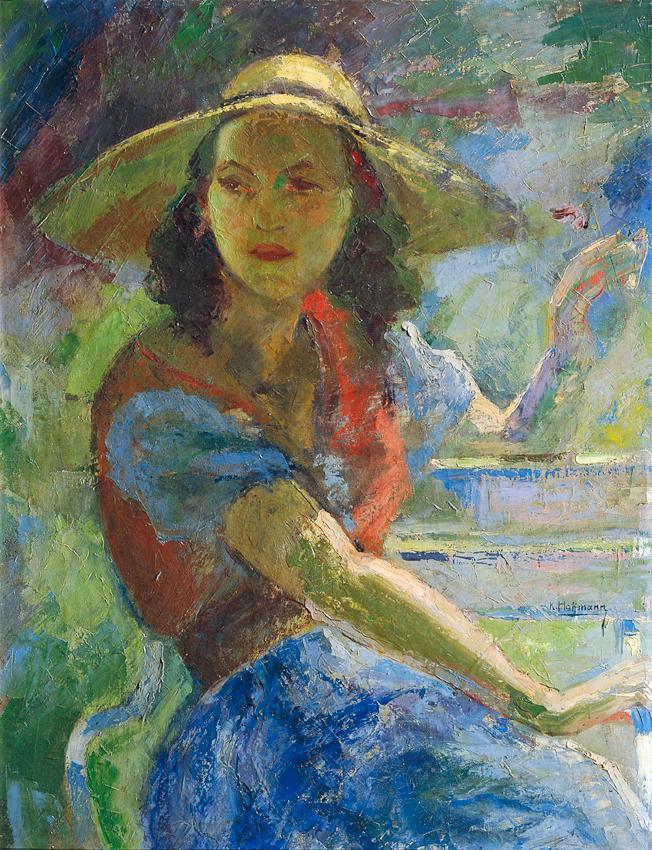 Karl Hoffmann, Junge Frau auf einer Parkbank, 1947, Öl auf Leinwand, 89 x 68,5 cm, Belvedere, W ...