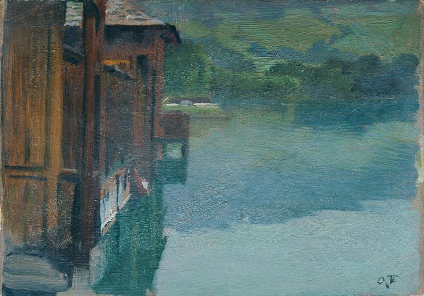 Otto Friedrich, Badehaus in Gmunden, 1906, Öl auf Holz, 18,8 x 27 cm, Belvedere, Wien, Inv.-Nr. ...