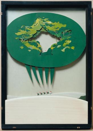 Wilhelm Darbringer, Im Grünen, 1973, Holz, Karton, Glas, 87 × 61 × 7 cm, Artothek des Bundes, D ...