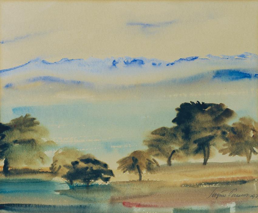 Sergius Pauser, Seelandschaft, 1921, Aquarell auf Papier, 33 x 41 cm, Belvedere, Wien, Inv.-Nr. ...