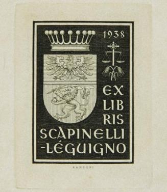 Hans Ranzoni d. J., Exlibris Scapinelli-Léguigno, 1938, Kupferstich, 5,4 x 4 cm, Belvedere, Wie ...