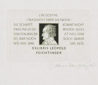 Hans Ranzoni, Exlibris Leopold Feichtinger, 1984, Kupferstich, 4,8 × 7,6 cm, Belvedere, Wien, I ...