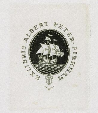 Hans Ranzoni d. J., Exlibris Albert Peter-Pirkham, 1934, Kupferstich, 5,5 x 4,2 cm, Belvedere,  ...