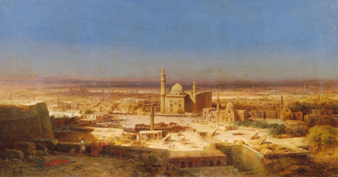 Bernhard Fiedler, Ansicht von Kairo, 1853–1854, Öl auf Leinwand, 106 x 196 cm, Belvedere, Wien, ...