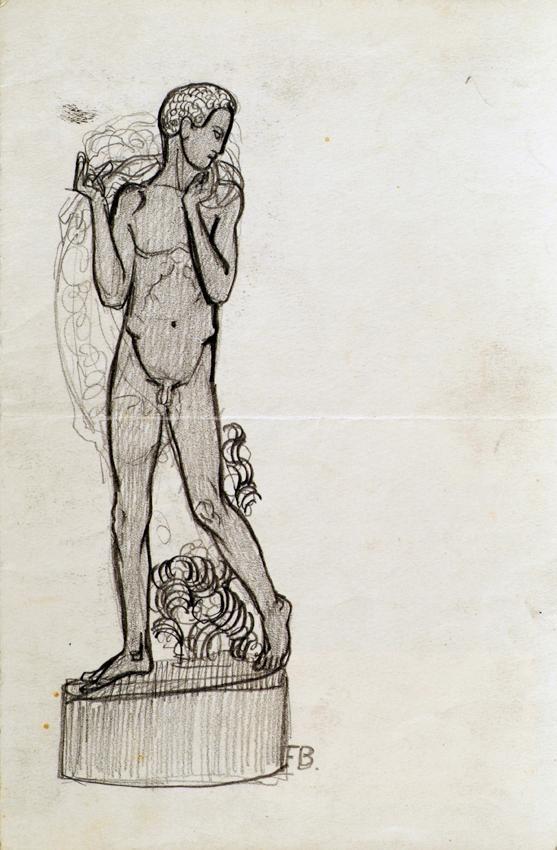 Franz Barwig d. Ä., Jüngling, um 1913, Bleistift auf Papier, 26 x 17 cm, Belvedere, Wien, Inv.- ...