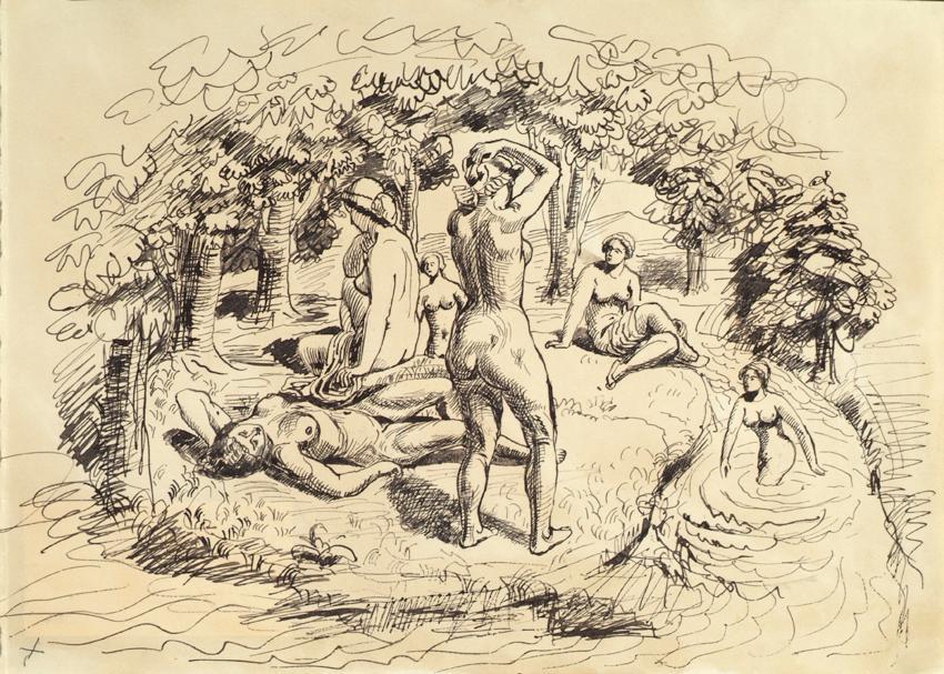 Franz Barwig d. Ä., Entwürfe zu zwei Reliefs mit spielenden Affen, 1928, Bleistift auf Papier,  ...