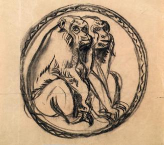 Franz Barwig d. Ä., Zwei Affen, 1928/1929, Kohle auf Papier, 40,5 x 45 cm, Belvedere, Wien, Inv ...