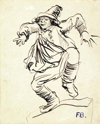 Franz Barwig d. Ä., Tanzender Bauer, Tusche auf Papier, 10,7 x 10,4 cm, Belvedere, Wien, Inv.-N ...