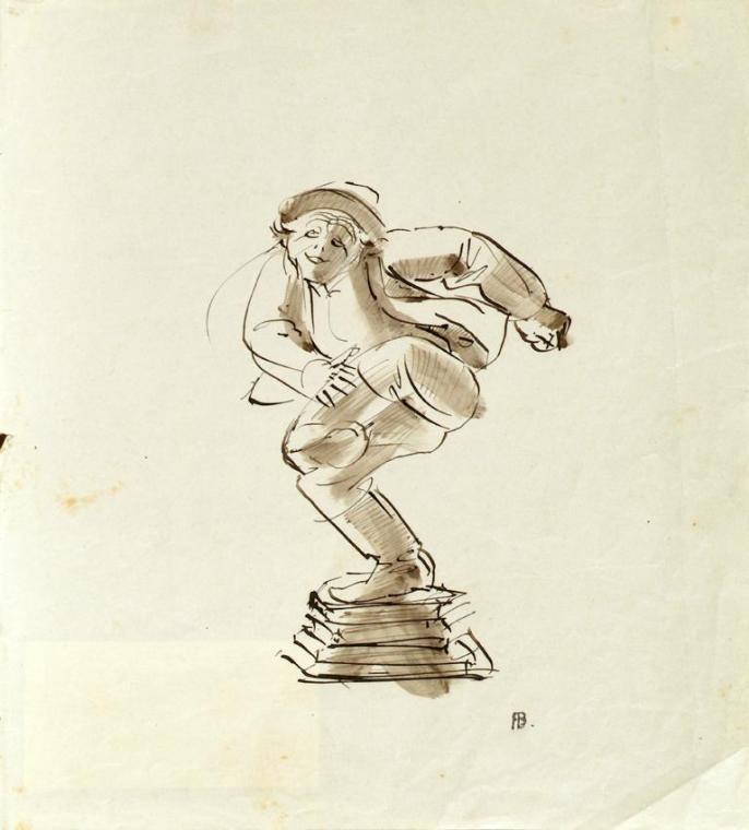 Franz Barwig d. Ä., Tanzender Bauer, Tusche auf Papier, 25,5 x 23 cm, Belvedere, Wien, Inv.-Nr. ...