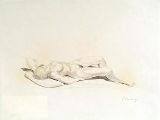 Franz Barwig d. Ä., Liegender weiblicher Akt, um 1927/1930, Bleistift auf Papier, 25,5 x 32,5 c ...