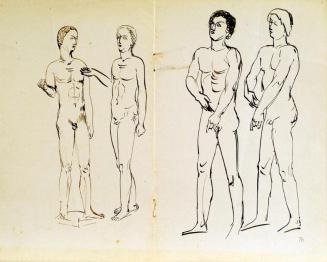 Franz Barwig d. Ä., Vier Jünglinge, um 1913, Tusche auf Papier, 25 x 31 cm, Belvedere, Wien, In ...