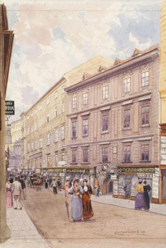 Hans Ludwig Fischer, Der Bauernmarkt in Wien, 1894, Aquarell auf Papier, 29,4 × 20 cm, Belveder ...