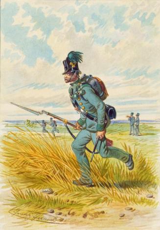 Franz Gerasch, Soldat mit Bajonett, 1859, Aquarell auf Papier, 15,7 × 11,1 cm, Belvedere, Wien, ...