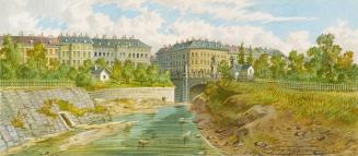 Franz Gerasch, Die Elisabethbrücke über den Wienfluss, undatiert, Aquarell auf Papier, 11 × 25  ...