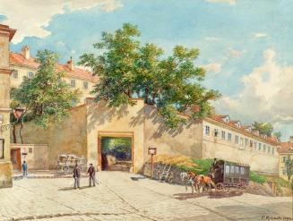 Franz Reinhold, Das Polizei-Gefangenenhaus in der Theobaldgasse in Wien, 1892, Aquarell auf Pap ...