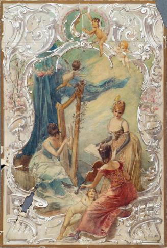 Eduard Veith, Gesang (Entwurf für ein Wandgemälde im Varieté Ronacher, Wien), 1888, Aquarell au ...