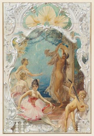 Eduard Veith, Tanz (Entwurf für ein Wandgemälde im Varieté Ronacher, Wien), 1887, Aquarell auf  ...