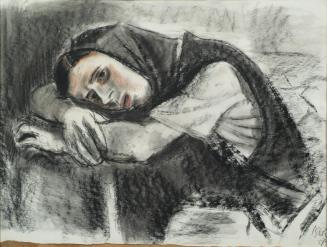 Iosif (Josepf) Iser, Trauernde Frau, 1957, Kohle auf Papier, 45 x 60 cm, Belvedere, Wien, Inv.- ...