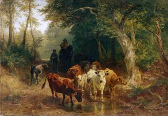 Johann Friedrich Voltz, Heimkehr der Rinderherde im Herbst, 1868, Öl auf Leinwand, 122 x 179 cm ...