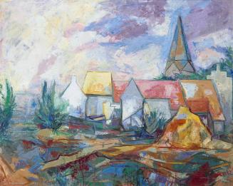 Maximilian Florian, Landschaft mit Dorf, 1959, Öl auf Leinwand, 79,5 x 99,5 cm, Belvedere, Wien ...