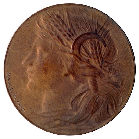 Daniel Dupuis, Medaille auf die Weltausstellung 1900 in Paris, 1900, Bronze, 21 x 11,5 x 10 cm, ...