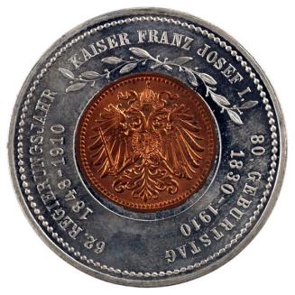 Neujahrsmünze, 1910, Bimetallmünze, D: 3,2 cm, Belvedere, Wien, Inv.-Nr. 7008v1