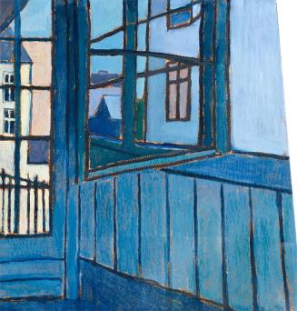 Linda Buonajuti, Das Gangfenster, 1949, Öl auf Karton,77 x 72 cm (schiefwinkelig), Belvedere, W ...