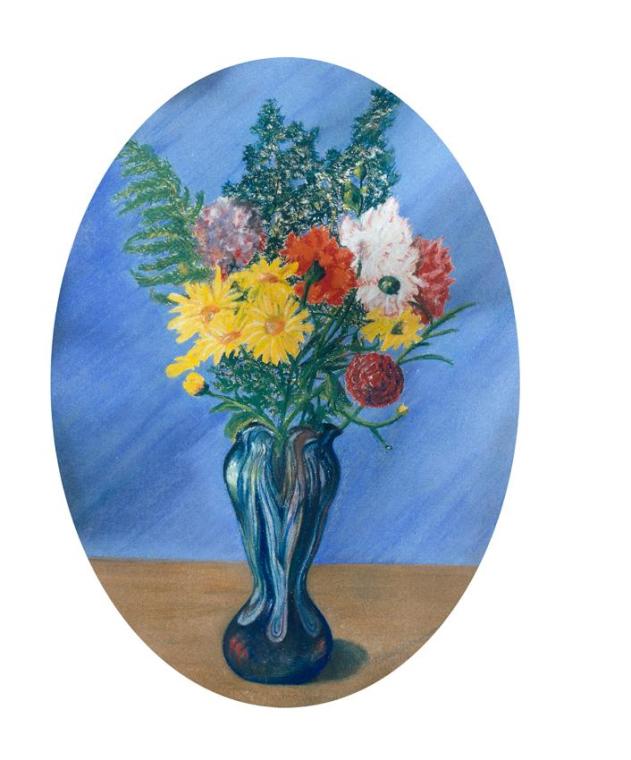 Robert Herrmann, Vase mit Blumen, 1914, Pastell auf Papier, 46 x 35 cm, Belvedere, Wien, Inv.-N ...