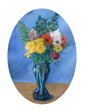 Robert Herrmann, Vase mit Blumen, 1914, Pastell auf Papier, 46 x 35 cm, Belvedere, Wien, Inv.-N ...