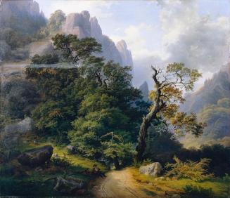 Josef Holzer, Berglandschaft, 1852, Öl auf Leinwand, 101 x 116 cm, Belvedere, Wien, Inv.-Nr. 31 ...