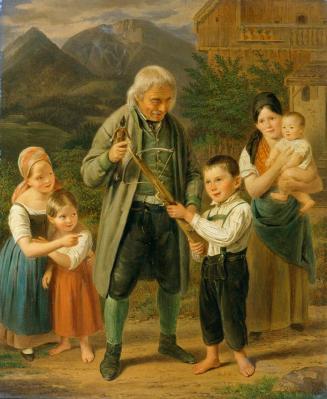 Franz Bernhardt, Unterricht im Bogenschießen, 1833, Öl auf Holz, 34,8 x 28 cm, Belvedere, Wien, ...