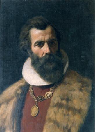 Anonymus, Bärtiger Mann mit Pelzkragen und Kette, Öl auf Leinwand auf Karton, 64,5 x 47,5 cm, B ...
