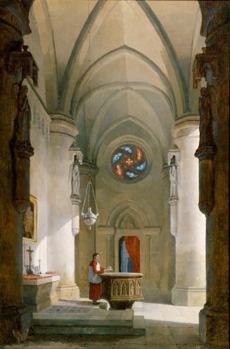 Leopold Ernst, Das Innere einer Taufkapelle, 1838, Öl auf Leinwand, 73,5 x 49,5 cm, Belvedere,  ...
