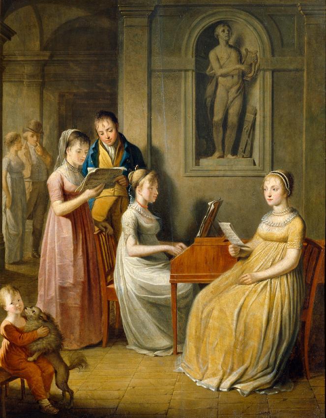 Unbekannter Künstler, Musizierende Familie, Öl auf Holz, 48 x 38,5 cm, Belvedere, Wien, Inv.-Nr ...