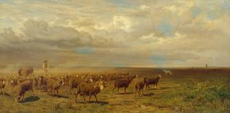 Gustav Ranzoni, Schafherde auf der Puszta, 1872, Öl auf Leinwand, 88 x 174 cm, Belvedere, Wien, ...
