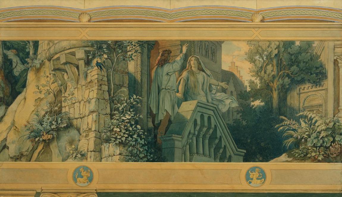 Moritz von Schwind, Die schöne Melusine: Der Eidschwur, 1869, Aquarell auf Karton, 78 x 133 cm, ...