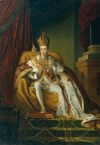 Johann Nepomuk Ender, Kaiser Ferdinand I. im Krönungsornat, nach 1835, Öl auf Leinwand, 265 x 1 ...