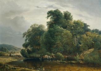 Heinrich Peyer, Landschaft mit Viehherde und Hirtin, Öl auf Leinwand, 80 x 114 cm, Belvedere, W ...