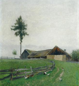 Ferdinand Brunner, Bauernhof bei Zwettl, um 1899, Öl auf Leinwand, 43,5 x 39,5 cm, Belvedere, W ...