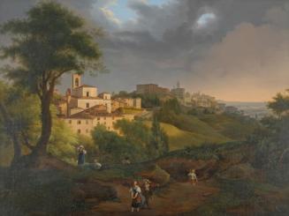 Francesco Trecourt, Ansicht des Borgo, Canale in Bergamo, um 1820, Öl auf Leinwand, 86 × 96 cm, ...