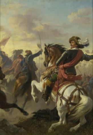 Karl von Blaas, Boucquoi's Sieg bei Zablat (Budweis) 1619, 1866, Öl auf Leinwand, 65 x 48 cm, B ...