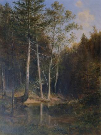 Ludwig Halauska, Waldpartie am Gerichtsberg bei Kaumberg, 1878, Öl auf Leinwand, 38 x 28 cm, Be ...