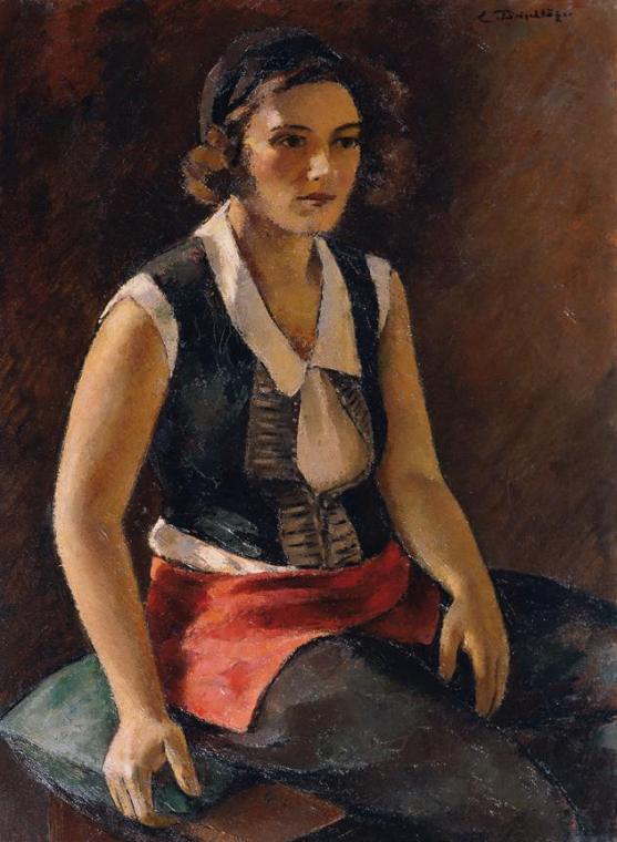 Emil Beischläger, Emmy Beischläger, geb. Marcik, die Gattin des Künstlers, 1931, Öl auf Leinwan ...