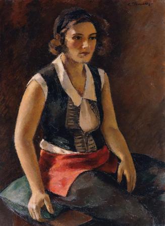 Emil Beischläger, Emmy Beischläger, geb. Marcik, die Gattin des Künstlers, 1931, Öl auf Leinwan ...