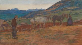 Oswald Roux, Abendläuten, 1912, Tempera auf Holz, 72 x 130 cm, Belvedere, Wien, Inv.-Nr. 4784